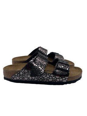 Birkenstock W(37/6) ARIZONA Metallic Stones Sandals Slides Black Birko-Flor NWTS